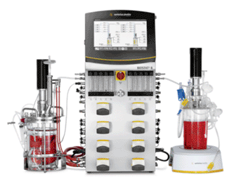 Image: The UniVessel SU (right) can work in parallel with classical multiuse reaction bioreactor vessels (Photo courtesy of Sartorius Stedim Biotech).